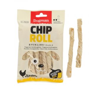 DOGMAN Chicken Chip Roll med Kyckling S 10-pack, Vit