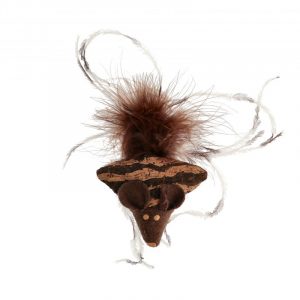 DOGMAN Natural Mus med Fjäder Brun 13cm - kattleksak