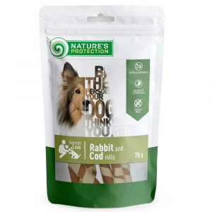 NATURES PROTECTION Snacks Rabbit and Cod rolls 75 g - spannmålsfri hundgodis